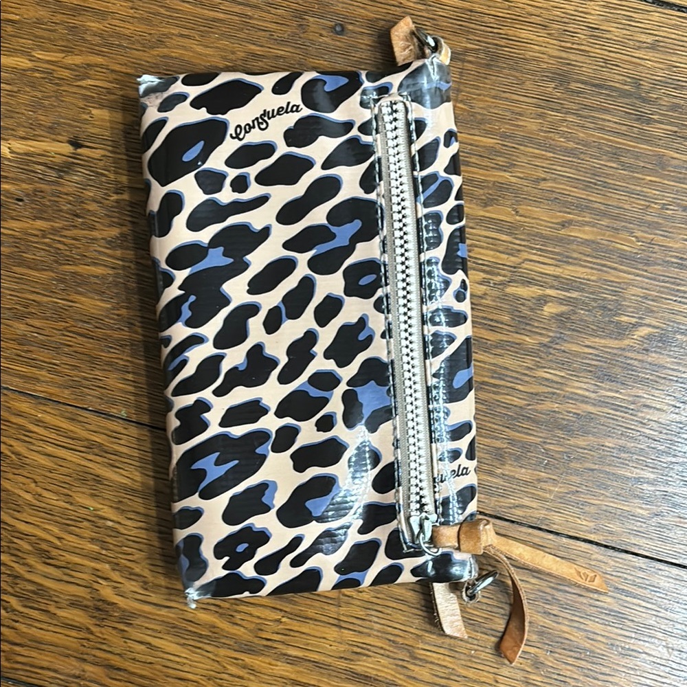 Consuela Leopard Print Clutch with Blue Accents - Picture 3 of 8